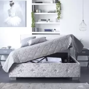 Image of Side Opening Ottoman Storage in Grey Crushed Velvet, Double