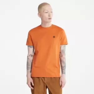 Image of Timberland Dunstan River Crewneck T-Shirt For Men In Brown Orange, Size M