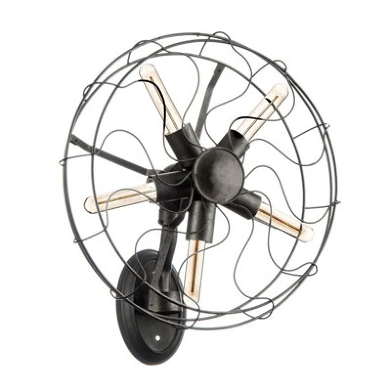 Image of Premier Housewares Interiors by Premier Vintage Fan Design Wall Light Black