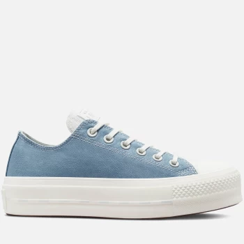 Image of Converse Womens Chuck Taylor All Star Lift Crafted Canvas Platform Trainers - Indigo Oxide - UK 3