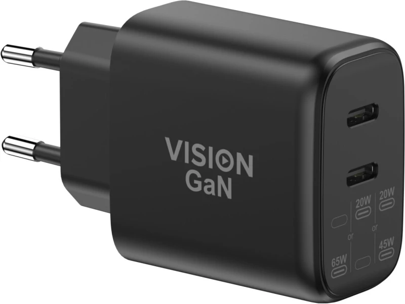 Image of Vision Vision TC-PUSBCEU/65 mobile device charger Universal Black AC Fast charging Indoor TC-PUSBCEU/65