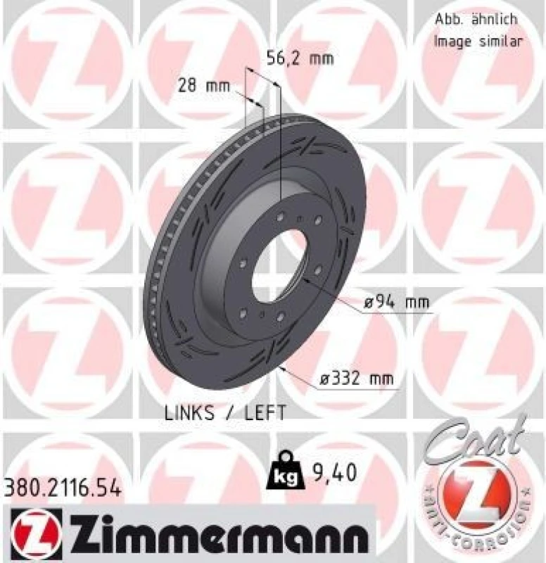 Image of ZIMMERMANN Brake disc ZIMMERMANN 380.2116.54