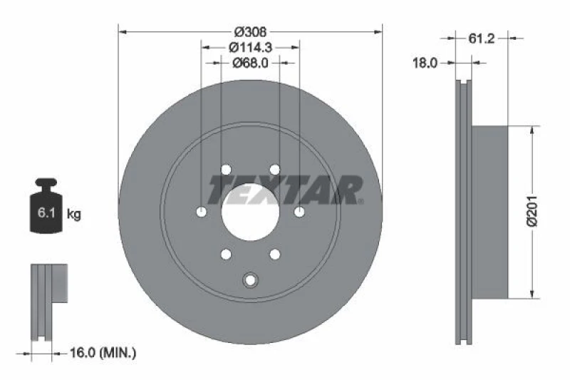 Image of Brake disc TEXTAR 92296403