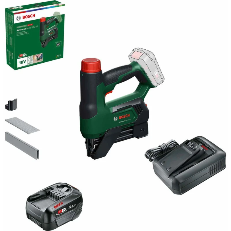 Image of Bosch ADVANCEDTACKER 18V-25 P4A 18v Cordless Nailer and Stapler 1 x 4ah Li-ion Charger No Case ADVANCEDTACKER 18V-25