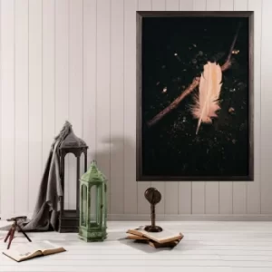 Image of White Feather XL Multicolor Decorative Framed Wooden Painting
