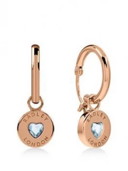 image of Radley Rose Gold Plated Sterling Silver Crystal Heart Huggie Ladies Earrings