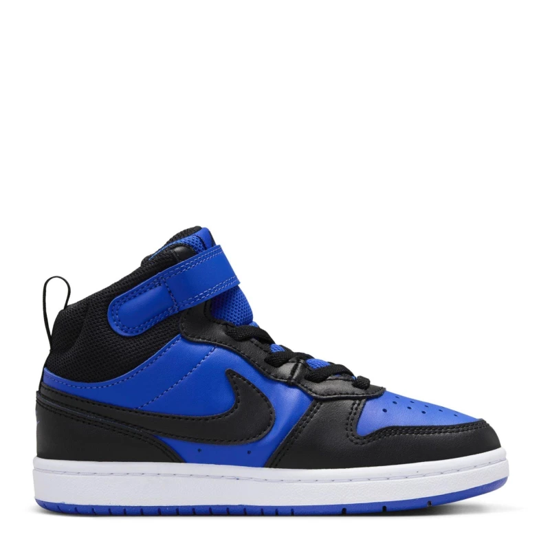 Image of Nike Court Borough Mid 2 Little Kids Shoe Royal/Black male C10 (27.5)