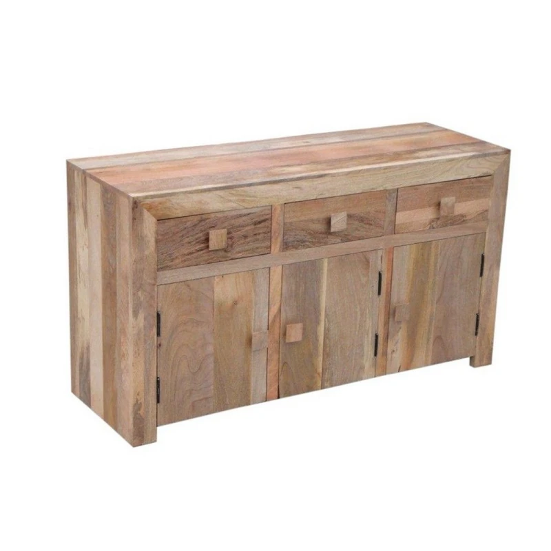 Image of Jaipur Furniture Ltd 3 Door 3 Drawer Sideboard - Mango Wood - L45 x W135 x H76cm - Light Finish in Brown Brown Unisex