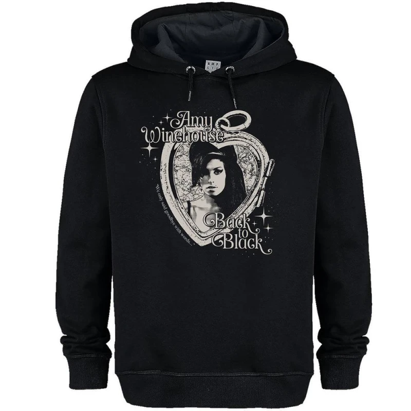 Image of Amy Winehouse Mens Heart Frame Hoodie in Black Size: XS Black Male XS