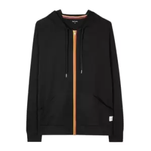 image of Paul Smith Tape Zip Long-sleeved Hoodie In Black - Size S