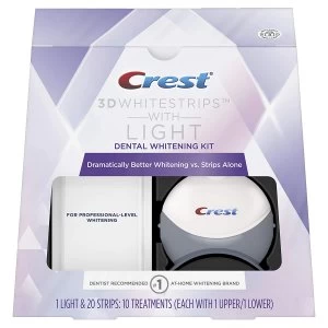 image of Crest 3D Whitestrips with Light Dental Whitening Strips Kit 20Pcs