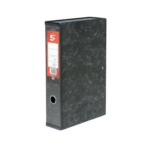 Image of 5 Star Office Foolscap Box File Lock Spring with Ring Pull and Catch 75mm Spine Marbled Pack of 10