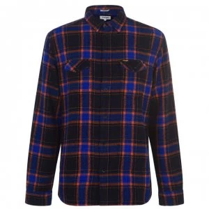 Image of Wrangler Long Sleeve Flannel Shirt - Black/Blu/Rust