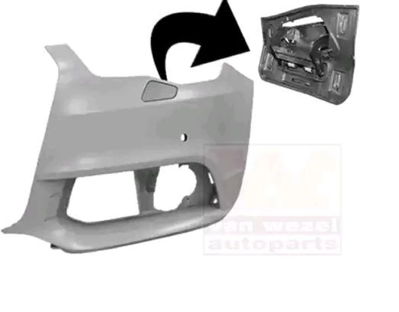 Image of VAN WEZEL 0301565 Bumper Front Axle Left, with pressure spring, for vehicles without headlamp cleaning system, primed Bumper (938)