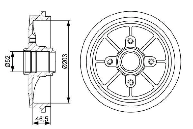 Image of Bosch 0 986 477 126 Brake Drum Rear Axle, 247mm, without wheel bearing Brake Drum (123)