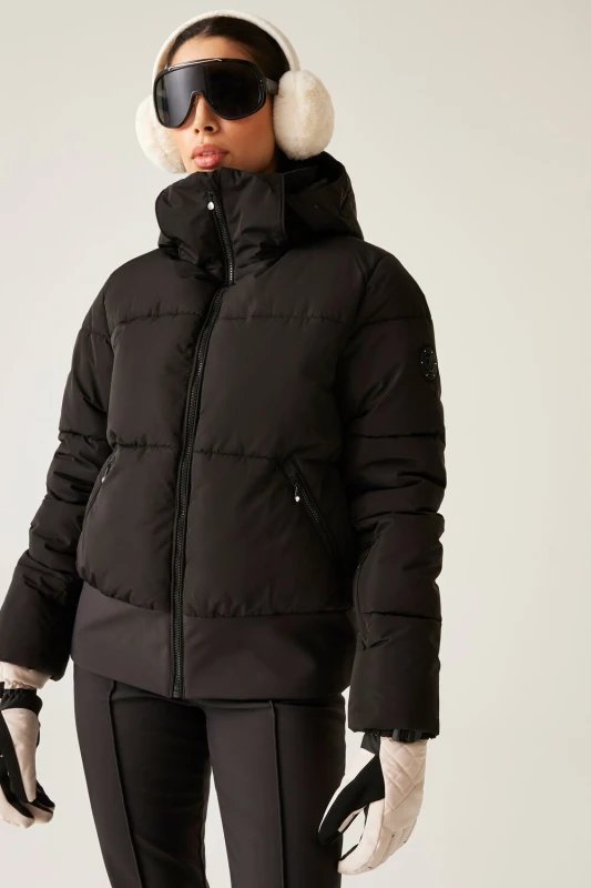 Image of Dare 2b Womens Glitz Waterproof Insulated Padded Ski Jacket in Jet Black Size: 14 Jet Black Female 14
