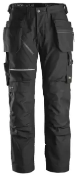 Image of Snickers Black RuffWork, Canvas+ Work Trousers+ Holster Pockets, Size 104