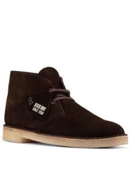 Image of Clarks Oakland Top Nubuck Boots - Dark Brown, Size 9, Men