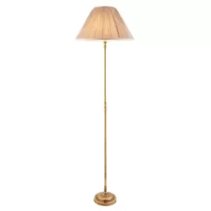 image of Fitzroy 1 Light Floor Lamp Brass with Beige Shade, B22