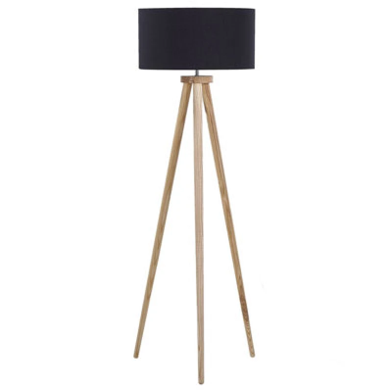 Image of Beliani Floor Lamp Nitra Oak Wood Black