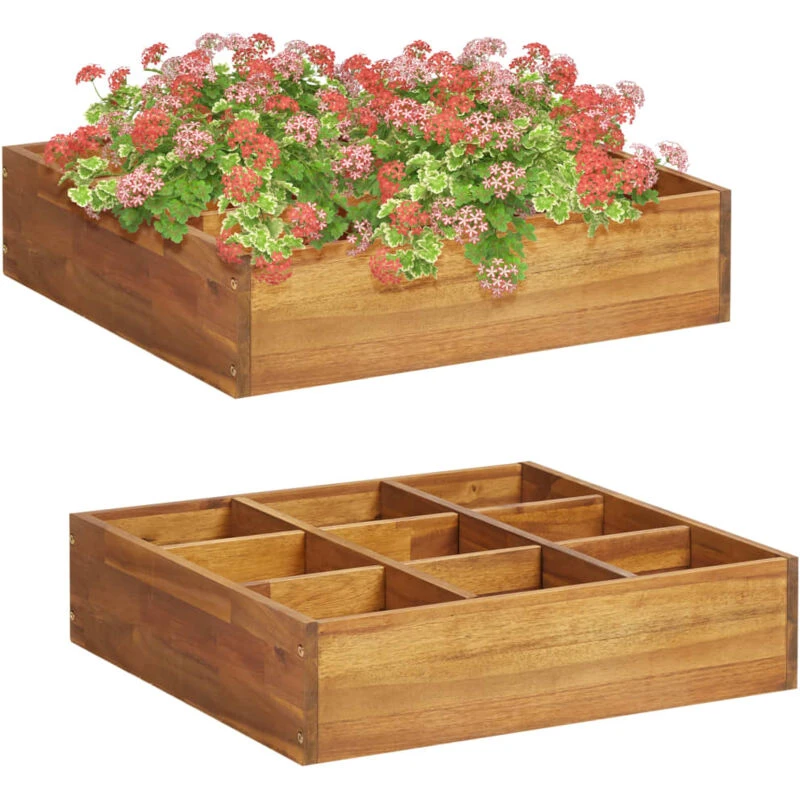 Image of vidaXL Solid Acacia Wood Herb Garden Raised Bed Gardening Outdoor Flower Box
