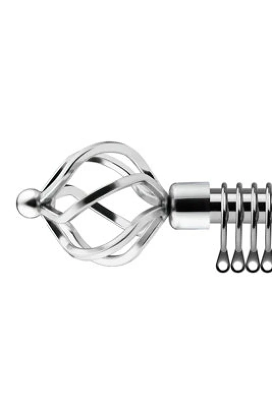 Image of 16-19mm Cage Extendable Metal Curtain Pole Set Chrome 120-210Cm