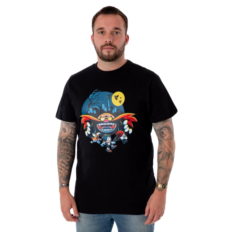 Image of Sonic the Hedgehog Sonic the Hedgehog Men Short Sleeved T-Shirt in Black Size: large Black L Male 5063203028368