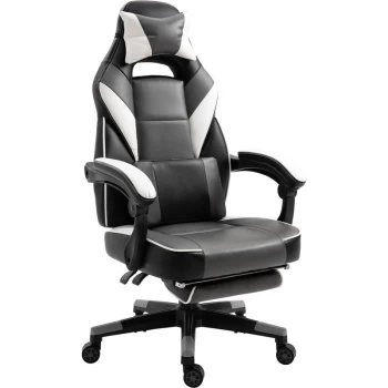 Image of Vinsetto - Cool & Stylish Gaming Chair Ergonomic Recliner w/ Thick Padding Footrest Neck & Back Pillow 5 Wheels Racing Swivel Height Adjustable Home