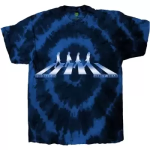 Image of The Beatles - Abbey Road Crossing Gradient Unisex Large T-Shirt - Blue