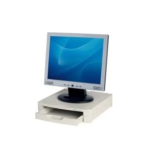 image of 67mm Stackable Monitor Screen Riser with Drawer Grey CCS25306