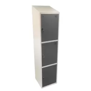 image of Three Tier Hero Metal Locker, Light Grey Doors, 1950 x 300 x 300