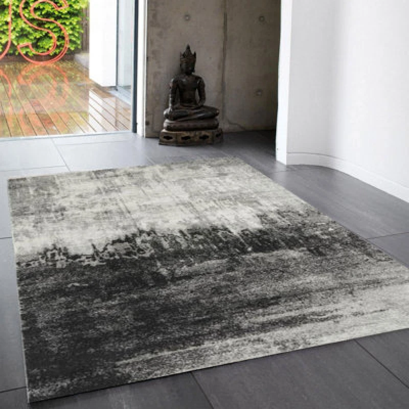 Image of Grey Funky Modern Easy To Clean Abstract Rug For Dining Room-200Cm X 290Cm