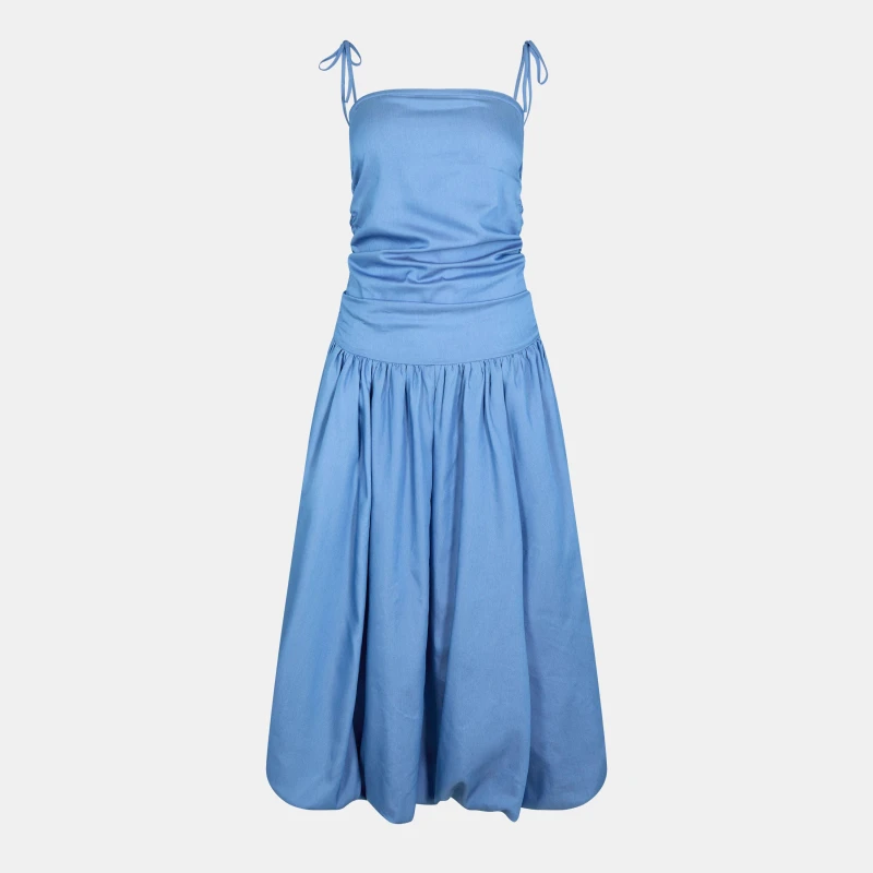 Image of AmyLynn Womens Amy Lynn Alexa Shoulder Tie Ultra Mini Peplum Dress Chambray female 6 (XS)