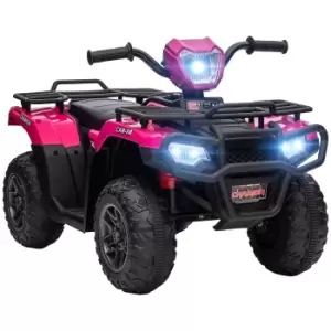 image of HOMCOM 12V Kids Quad Bike with Forward Reverse Functions, Ride On ATV with Music, LED Headlights, for Ages 3-5 Years - Pink