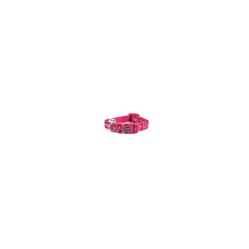 Image of Ancol Pink Hearts Print Reflective Adjustable 20-30cm Fashion Dog Collar Pink