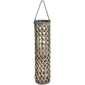Image of Large Wicker Lantern with Glass Hurricane