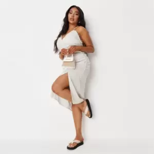 image of Missguided Plus Size Satin Midi Dress - Cream