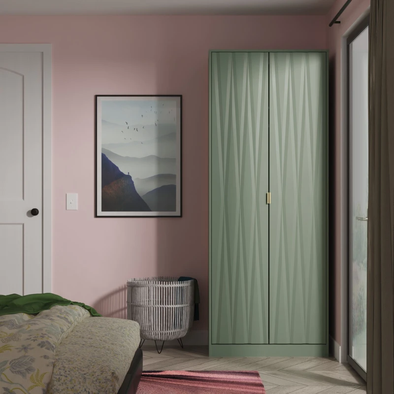 Image of Studio Diamond Tall Plain Wardrobe Wardrobes Large Reed Green 40029490140