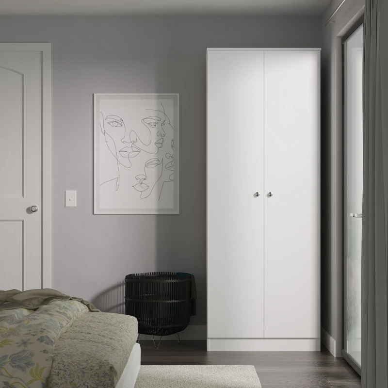 Image of Welcome Furniture Ready Assembled Yarmouth Tall Plain Wardrobe In White & White YAR080WGW