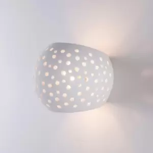 Image of Perforated Up and Down Ceramic Wall Light Open Sphere Shade