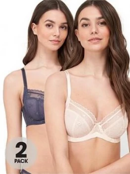 Dorina Zara Curves 2 Pack Non Padded Bra - Grey/Pink