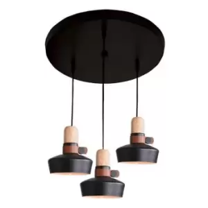 image of Larissa Lighting - Larissa Radnevo Ceiling Pendant Light 3x E27 Max 40W Black