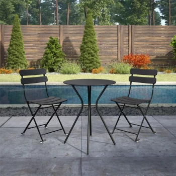 image of 3 Piece Bistro Set Outdoor Patio Garden Dining Table & Chairs Black - Cosco