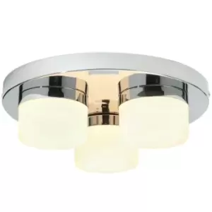 Image of IP44 Bathroom Ceiling Light Chrome & Opal Glass Shade Moisture Resistant Shower