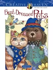 image of Creative Haven Best-Dressed Pets Coloring Book