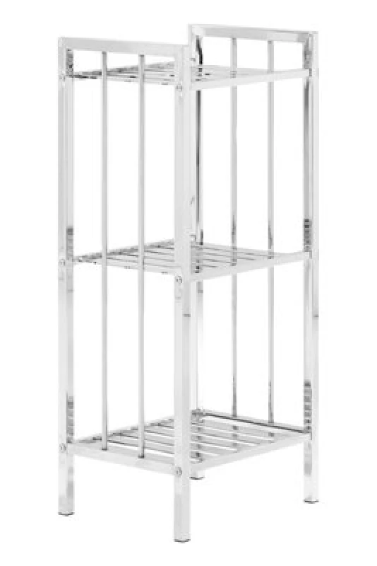 Image of Premier Housewares Dara 3 Tier Chrome Shelf Unit with Slatted Sides Silver