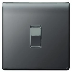 image of Wickes 10A Light Switch 1 Gang 2 Way Black Nickel Screwless Flat Plate