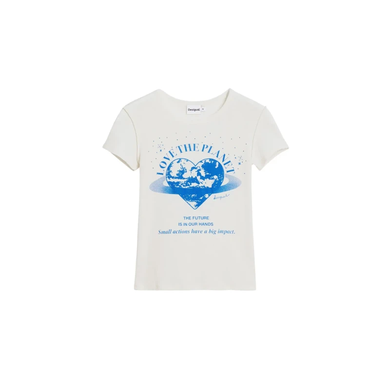 Image of Desigual Womens T-Shirt Desigual Repris Planet Beige Female L
