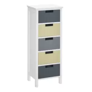 image of Homcom Chest Of 5 Storage Drawers Multi Grey