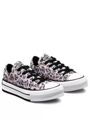 image of Converse Chuck Taylor All Star Leopard Eva Lift Ox Childrens Trainer, Animal Print, Size 11